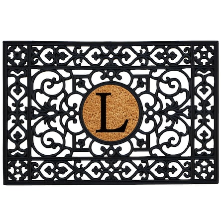 Calloway Mills Monogram Insert Door Mat, Black, Natural, 24 in W x 36 in L 160012436L